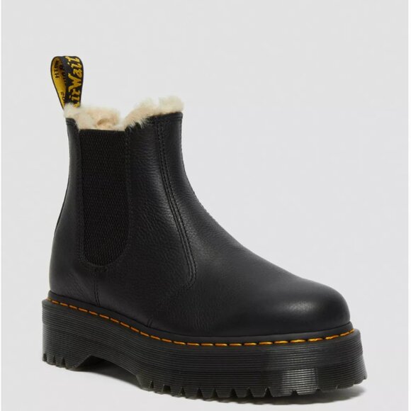 Dr. Martens Black 2976 Faux Fur Lined Chelsea Boots (Women US 7, Men US 6) - Picture 1 of 7
